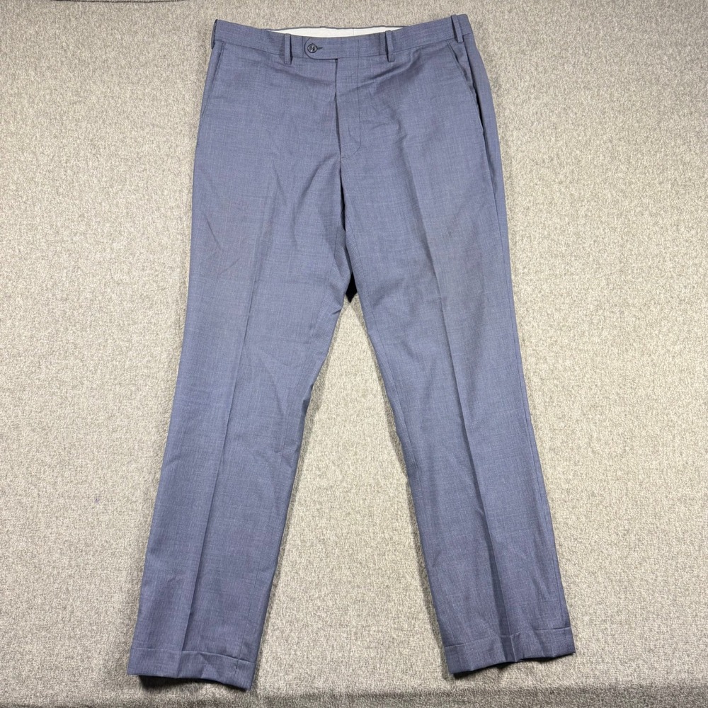 JB Britches Mens Blue Wool Dress Pants Made in Italy 36X33 Cuffed
